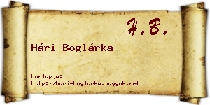 Hári Boglárka névjegykártya